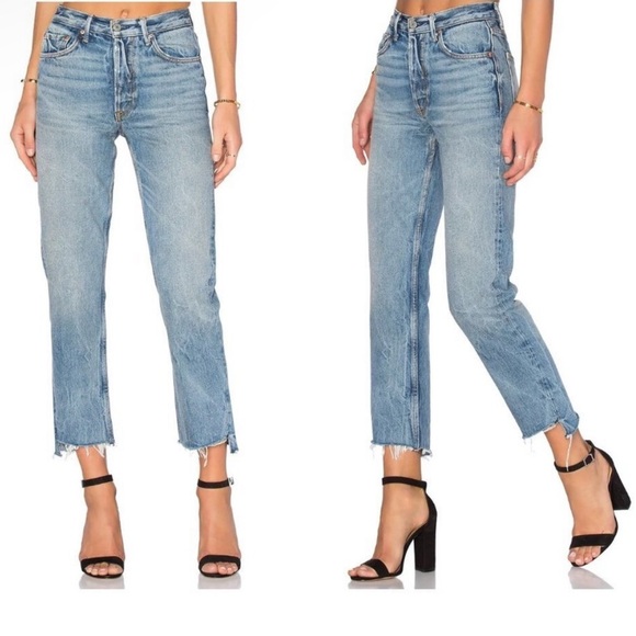 GRLFRND Helena High-Rise Straight Jean in My Sharona Size 27 Raw Hem - Picture 1 of 14